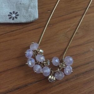 ⭐️ Pink & Gold Crystal Cluster Ball Necklace NWOT